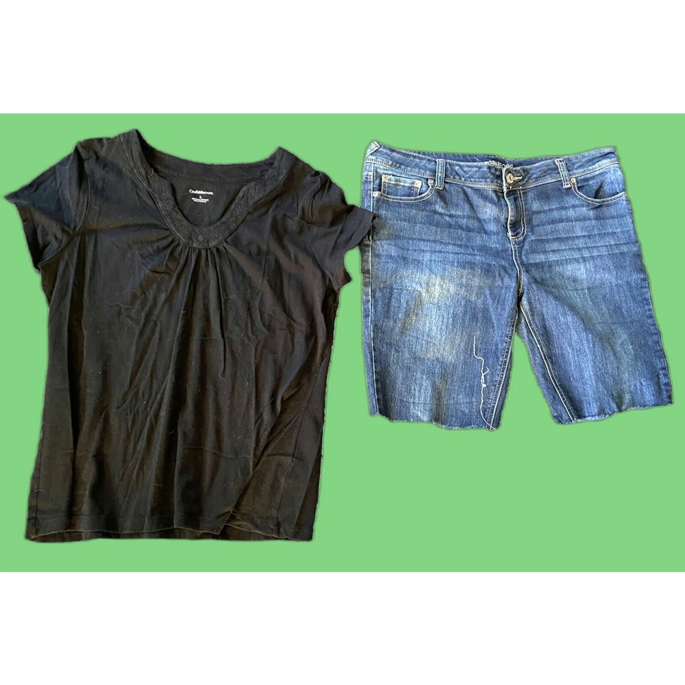 Maurices Jeans Shorts 15 16 Cut Off Croft Barrow L Top Shirt Outfit Lot Set